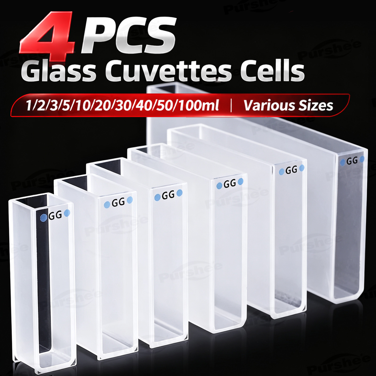 4 PCS Glass Cuvettes Cells 1/2 - огляд і ціна Science Kit